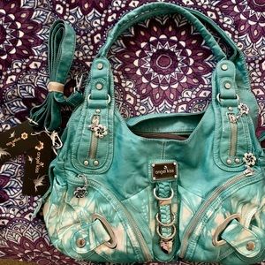 NEW NWT ANGEL KISS LT. blue tie dye Purse